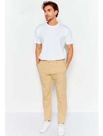 تصویر شلوار چینی مردانه با فیت اسلیم و کشی، رنگ بژ برند esprit Men Slim Fit Stretchable Solid Chino Pants, Beige