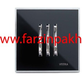 تصویر کلید و پریز ویرا مدل شهاب استیل مشکی Veera Switch And Sockets Shahab Steel Black