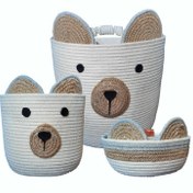 تصویر ست 3 تکه سبد اتاق قیطان دوزی شده کودک کد s112 