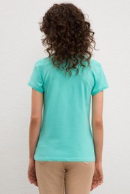 تصویر پولوشرت روزمره زنانه سبز یو اس پولو 50217591-VR090 ا Kadın Yeşil Polo Yaka T-Shirt Basic Kadın Yeşil Polo Yaka T-Shirt Basic