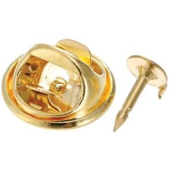 تصویر بسته 20 عددی سنجاق بج سینه تک پین طلایی رنگ فلزی 