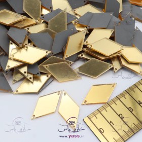 تصویر آینه شکسته تزئینی دوختنی لوزی طلایی 35 میلیمتری (بسته 50 عددی) 