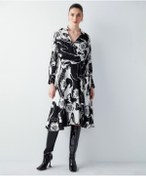تصویر خرید اینترنتی پیراهن رسمی زنانه سیاه سفید برند ipekyol IS1230002284 ا Çiçek Desen Piliseli Elbise Çiçek Desen Piliseli Elbise