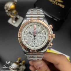 تصویر ساعت برایتلینگ کرنومتر B01 نقره ای صفحه سفید برایتلینگ ( Breitling )