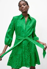 تصویر پیراهن کوتاه زنانه سبز زارا ۳۱۶۵-۹۱۹ 