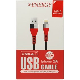 تصویر کابل تبدیل USB به لایتنینگ ایکس-انرژی مدل X-220 طول 1 متر مشکی کابل تبدیل