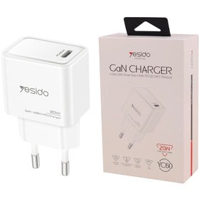 تصویر کلگی فست شارژ Yesido YC60 Gan 3A QC PD 20W Type-C Yesido YC60 Gan 3A QC PD 20W Type-C Fast Wall Charger