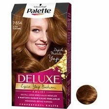 تصویر کیت رنگ موی پلت سری دلوکس شماره 7.554 رنگ کاراملی طلایی 
