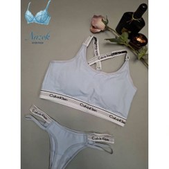 تصویر ست نیمتنه و شورت زنانه Calvin Klein طوسی روشن سایز لارج و ایکس لارج دارای ارسال فوری - 02 Calvin Klein Women’s Bralette and Panty Set – Light Grey, Stylish & Comfortable