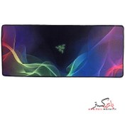 تصویر موس پد گیمینگ بزرگ سایز30*70 دور دوخت طرح Razer 