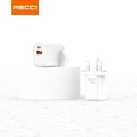 تصویر آداپتور شارژر 20 وات RECCI تایپ C و PD 20W مدل RC30 RECCI Travel Charger 20W PD