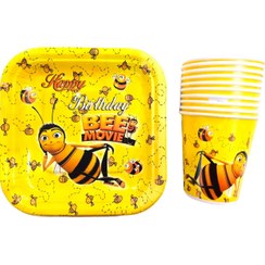 تصویر پیش دستی و لیوان مستر تم طرح زنبور بسته بندی 10 عددی 