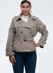 تصویر کت بارانی یقه انگلیسی گردویی Goretex jacket with English collar,Walnut