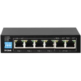 تصویر سوییچ 6 پورت دی-لینک مدل DGS-F1006P-E D-link DGS-F1006P-E 6 Port  Desktop Switch