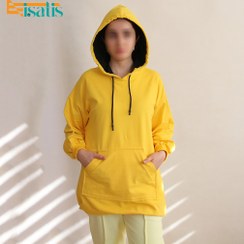 تصویر هودی تک رنگ خردلی ساده Plain mustard single color hooded