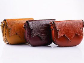 تصویر کیف چرم طبیعی مدل بنفشه 