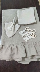 تصویر حلقه دستمال مهره چوبی و منگوله مکرومه 