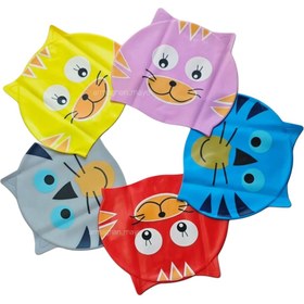 تصویر کلاه شنا بچگانه سیلیکونی عروسکی کد۱۶۶ - زرد 