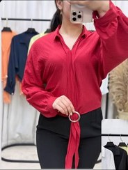 تصویر شومیز پایین حلقه رنگ مشکی و سرمه ای 