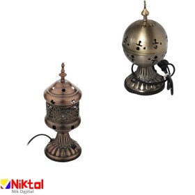 تصویر اسپند دودکن برقی طرح نگین و مروارید | بدنه فلزی آبکاری‌شده با توان 40 وات 