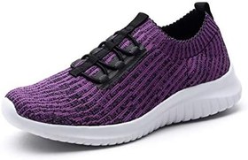 تصویر konhill Women&#39;s Comfortable Walking Shoes - Tennis Athletic Casual Slip on Sneakers, 2122 Purple, 9 