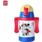 تصویر قمقمه وکیوم مینیسو، مدل Mickey Mouse Series Insulated Bottle with Handle، طرح میکی موس، استیل،آبی/قرمز/زرد، 250میلی لیتر 