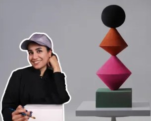 تصویر کیک استراکچر دار طرح چند حجمی | هدیه همتیان 