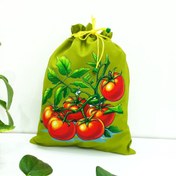 تصویر کیسه نگهداری سبزی پارچه ای سه لایه – طرح گوجه فرنگی 