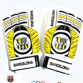 تصویر دستکش فوتبالی طرح رئال بارسا goalkeeper gloves