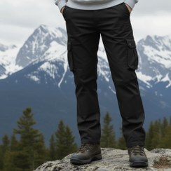 تصویر شلوار کارگو مردانه شش جیب رنگ مشکی 