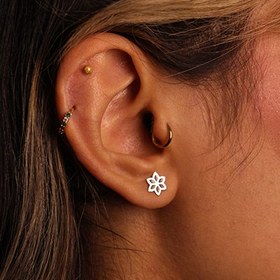 تصویر پیرسینگ نقره گل تو پر 