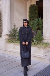 تصویر کت کوتاه ترک رنگ زغال سنگی مشکی طرح هانا 