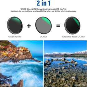 تصویر فیلتر لنز نیوور Neewer 2-in-1 67mm Variable ND2-ND32 &amp; CPL Filter 