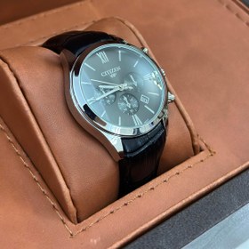 تصویر ساعت سیتیزن بندچرمی مشکی زنانه مدل HB00-S107334 Citizen watch with black leather strap for women model HB00-S107334