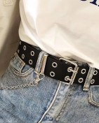 تصویر کمر بند زنجیر دار چرمی پانچ شده 