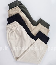 تصویر شلوار لینن ساده کمرکش 