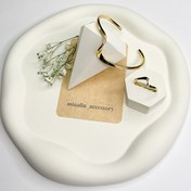 تصویر بنگل و انگشتر ست موج طلایی 