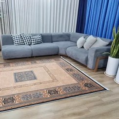 تصویر فرش ماشینی چاپی طرح قاب زرین آجری سایز ۴ متری تا ۱۲ متری 