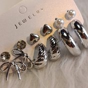 تصویر پک گوشواره ترند دخترانه استیل در دو رنگ بندی 