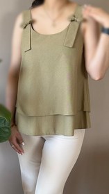 تصویر تاپ پاپیونی لینن 