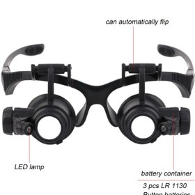 تصویر ذره بین عینکی دوچشمی چراغدار 20X مدل 9892G2 