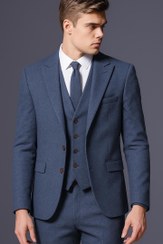 تصویر کت و شلوار جلیقه مردانه دو بر کش دوخت صنعتی سایز ۵۴ نقره ای 