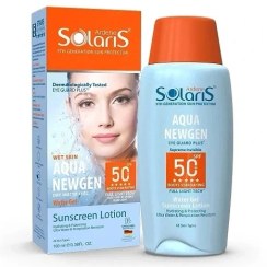 تصویر لوسیون ضدآفتاب انواع پوست SPF 50 بی رنگ آکوا نیوژن آردن سولاریس 100 میل Arden Solaris Aqua Newgen Sunscreen Lotion 100ml