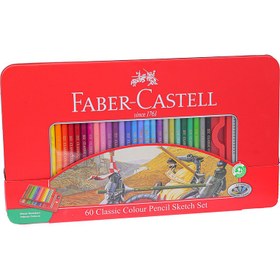 تصویر مدادرنگی فابرکاستل ۶۰ رنگ جعبه فلزی ا Fabercastell Fabercastell