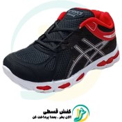تصویر کفش مردانه آسیکس مشکی قرمز 
