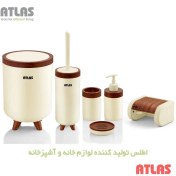 تصویر ست سرویس بهداشتی اطلس ATLAS 6 تکه مدل سلین طرح چوب 622 جدید کد 705 