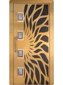 تصویر درب لولایی آسانسور مدل خورشیدی استیل (KF10) Elevator hinged door, solar model, steel