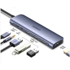 تصویر هاب یوگرین USB-C To HDMI+3*USB 3.0 A+ AUX3.5mm+PD Power مدل CM136 