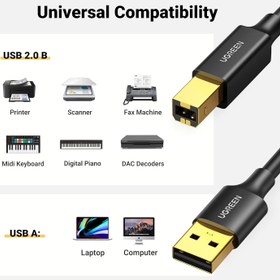 تصویر کابل پرینتر یوگرین مدل US135-10350 طول 1.5 متر UGREEN USB Printer Cable - USB A to B Cable, 2.0 USB B Cable High-Speed Printer Cord