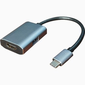 تصویر تبدیل Type-C به HDMI و USB3.0 با رزولوشن ۴K کی نت پلاسKP-COCMS202 